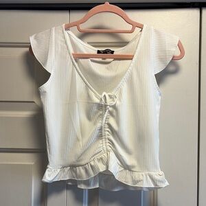 White Ruffled Women's Top